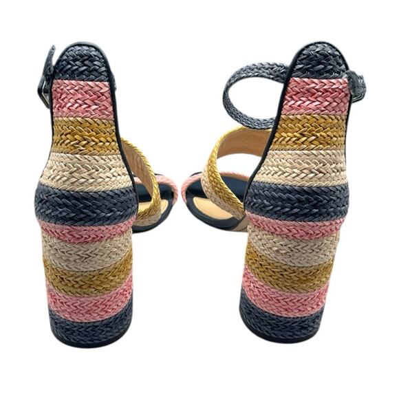 Boden-size 8/39 Woven Striped Heeled Sandals Multicolor Pink & Blue - Picture 2 of 9